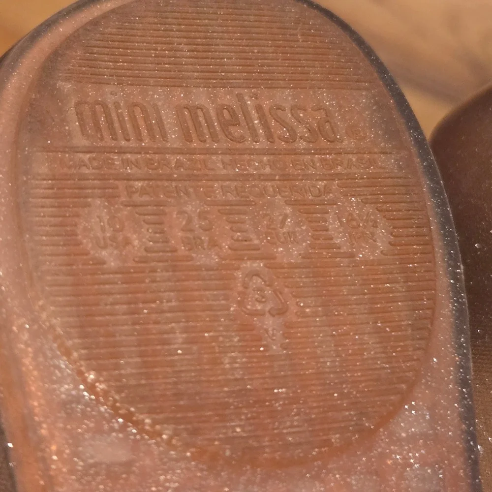 Mini Melissa Ultragirl Butterfly Rose Gold Glitter Jelly Shoes Flats Kids 10c‎
